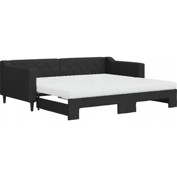 Pohovka VidaXL Rozkládací pohovka s matracemi, černá, 90x190 cm, látka