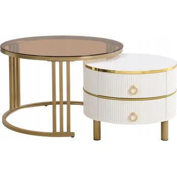 Konferenční stolek Kávový stolek Arhatreya kulatý 70 x 70 x 45 cm bílý