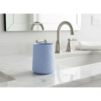 WC štětka Koupelnový hrnek se vzorem FERNAN modrý 8,1 x 8,1 x 10,5 cm 733758