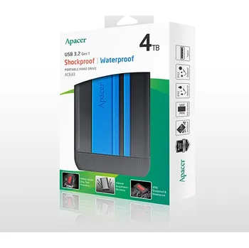 Externí pevný disk 4TB Apacer AC633, Externí HDD 2.5" USB 3.0, odolný, modrý