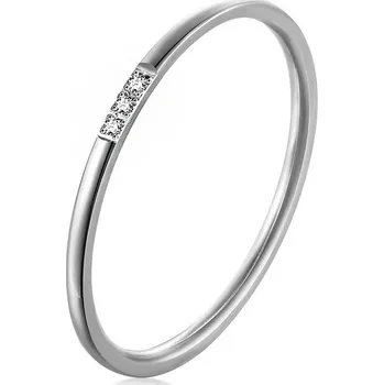 Šperk Šperky4U Minimalistický ocelový prsten se zirkony - velikost 55 - OPR1970-55