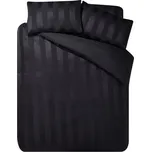 Černé 3dílné saténové povlečení na dvoulůžko 200x200 cm So Soft Satin Stripe – Catherine Lansfield ID_1900062