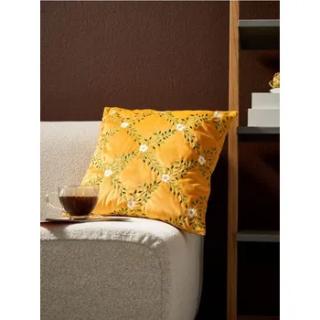 Povlak na polštářek Sinsay - Povlak na polštář s vyšívanými květinami - žlutá - 406IX-11X - 406IX-11X-ONE