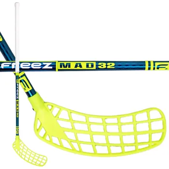 Florbalová hůl Freez MAD 32 blue-yellow round MB vel. 90cm (=100cm) levá kulatá (levá ruka dole)