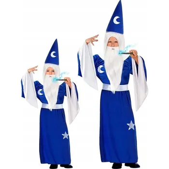 Karnevalový kostým KOSTÝM KOUZELNÍK MAGIK MODRÝ + KLOBOUK 158