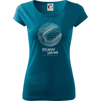 Děčínský Sněžník - vrstevnice v kruhu - Dámské triko Pure - L ( Petrolejová )