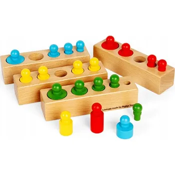 Dřevěná hračka Motorická vkládačka Bigjigs Toys různé velikosti a barvy 24 dílů