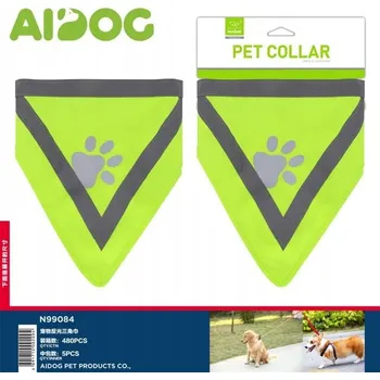 Obleček pro psa Reflexní šátek pro psy - Zelený s motivem tlapek