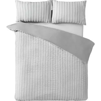 Povlečení Šedé povlečení na jednolůžko 135x200 cm So Soft Seersucker Stripe – Catherine Lansfield ID_1900108