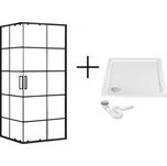 Rea REA/S - Sprchový kout CONCEPT 90x90 - černý Se sprchovou bílou vaničkou Savoy KPL-K1001