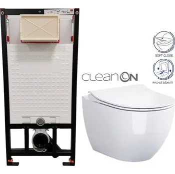 Klozet DEANTE Podomítkový rám, pro závěsné WC mísy bez tlačítka + WC CERSANIT ZEN CLEANON + SEDÁTKO CST_WC01 X HA1