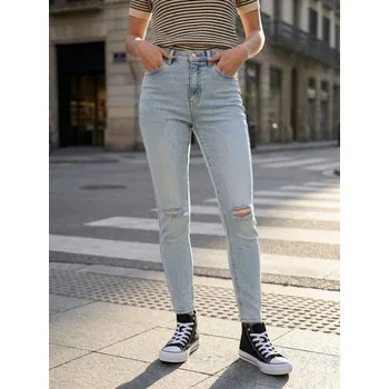 Sinsay - Skinny džíny se středním pasem se surovým zakončením nohavic - modrá - 247HC-05J - 247HC-05J-36