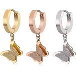 Visací náušnice z chirurgické oceli Motýlci - Barva Zlatá