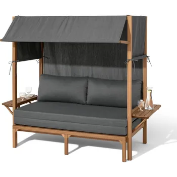 Zahradní lehátko 723916 - Tchibo - Plážový koš s výsuvnou podnožkou - barva: šedá