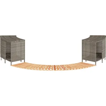 zahrada-XL Obruba k vířivce šedá polyratan a masivní akáciové dřevo 3270645