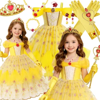 Karnevalový kostým KOSTÝM BELLI PŘEVLEK BELLA ŠATY PRINCEZNA NA KARNEVALOVÝ PLES 92 98