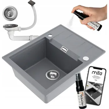 Granitový dřez Jednokomorový granitový dřez Milo Avangard šedý