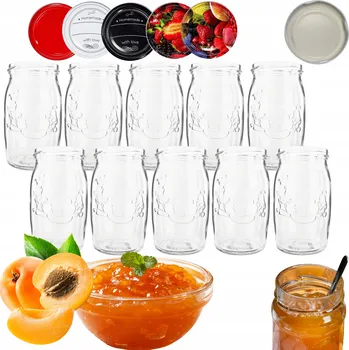 Sklenice Sklenice 335ml na džemy džemy, kompoty, šťávy, houby, 10 ks, včetně šroubovací víčka 66mm s atestem PZH