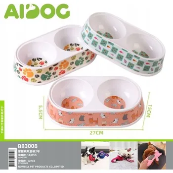 Miska pro psa Dvojitá miska pro zvířata se vzorem - 27x15x5,5 cm