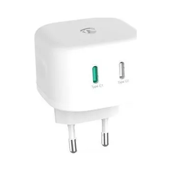 Nedis WCGPD45W100WT- Síťová Nabíječka | 45 W | GaN | PD3.0 | Funkce rychlého nabíjení | 2 výstupy | 2x USB-C™ | Bílá