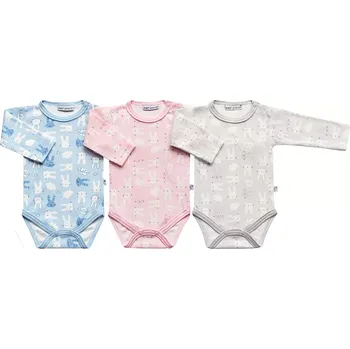 Bavlněné body dlouhý rukáv Zajíci Baby Service modrá velikost 74