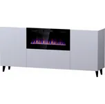 Komoda PAFOS s elektrickým krbem 180x42x82 cm bílá mat