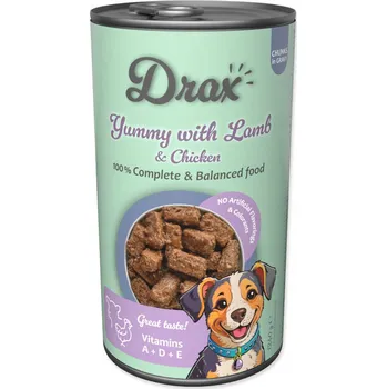 Krmivo pro psa Krmivo pro psy DRAX 1240 g kousky jehněčího masa v omáčce