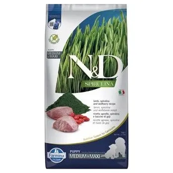 Krmivo pro psa FARMINA N&D Spirulina Štěně Střední a Velká plemena Jehněčí a Vlčí bobule 7 kg