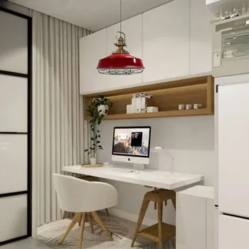 ROYALTECH Závěsné svítidlo Astel, červené, Ø 41 cm, kov, detail ze staromosazi červená, starožitná mosaz, bílá, černá 1 x 60 W - Doprava zdarma