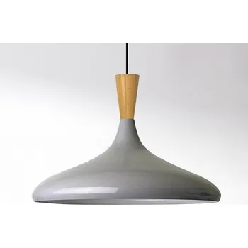 ROYALTECH Závěsné svítidlo Chris, šedá/bílá, Ø 35 cm, kov šedá, bílá, světlé dřevo 1 x 60 W - Doprava zdarma