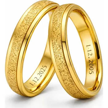 Prsten Ocelový zlacený snubní prsten Lux - 67