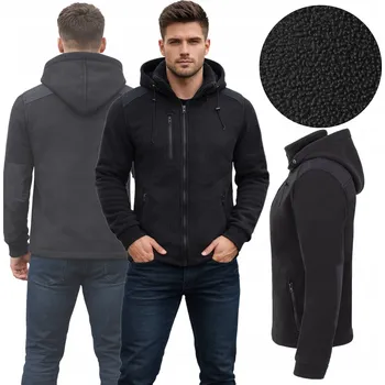 Pánská mikina PÁNSKÁ FLÍCOVÁ černá pracovní pánská Mikina Fleecová s kapucí vel. XXL