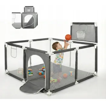 Dětská ohrádka Primabobo dětská ohrádka TEO s košem Velký suchý bazén 126x126cm šedá