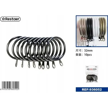 Obraz Černé kovové kroužky na závěsy s povrchovou úpravou