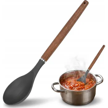 Naběračka SERVÍROVACÍ LŽÍCE kuchyňská dřevěná černá velká na nabírání