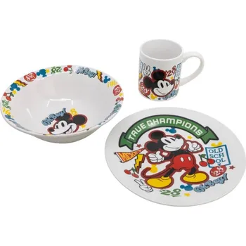 dětská jídelní sada STOR Dětská keramická jídelní souprava Mickey Mouse – talíř, miska a hrnek (3 ks), 88225