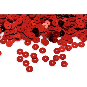 Flitry hladké Ø6 mm s metalickým efektem, střední, 3 červená