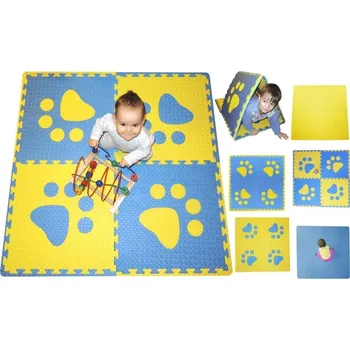 Pěnový BABY koberec s okraji - modrá,žlutá