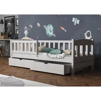 Dětská postel Dětská postel z masivu borovice BEN se šuplíky - 190x90 cm - BÍLÁ