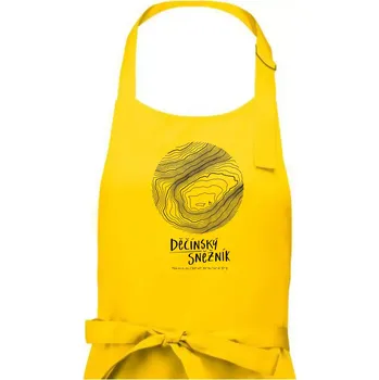 Kuchyňská zástěra Děčínský Sněžník - vrstevnice v kruhu - Pánská zástěra na vaření - Univerzální velikost ( Žlutá )