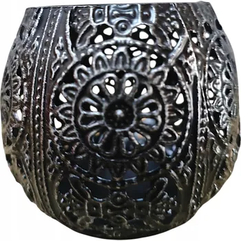 Svícen SVÍCEN NA ČAJOVÉ SVÍČKY NEBO NÁDOBA NA KVĚTINOVÉ ARANŽMÁ ANTIQUE ČERNÁ