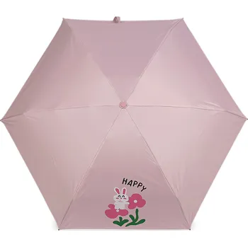 Deštník Dívčí mini skládací deštník květy, střední, 1 pudrová