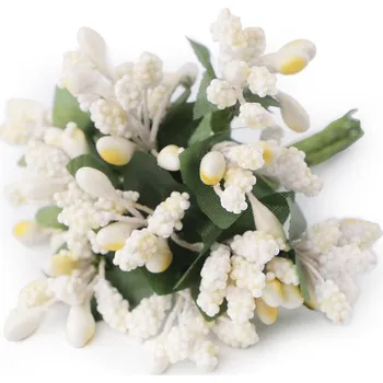 umělá květina Květinové pestíky na drátku / vývazek, malé, 12 krémová nejsvět.