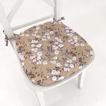 Oblý podsedák PML-036 Pnoucí květiny na hnědém - 39x37x3 cm