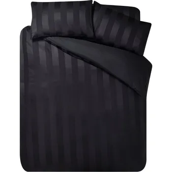 Povlečení Černé saténové povlečení na jednolůžko 135x200 cm So Soft Satin Stripe – Catherine Lansfield ID_1900182