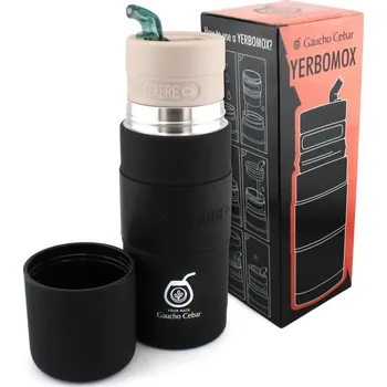 GAUCHO CEBAR Yerbomox All-in-one nádoba, Nerezová termoska, Černá, 500 ml