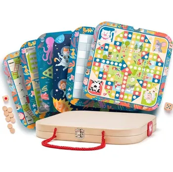 Dětské zboží Woody DŘEVO Soubor her v kufříku 6v1(společenská hra)