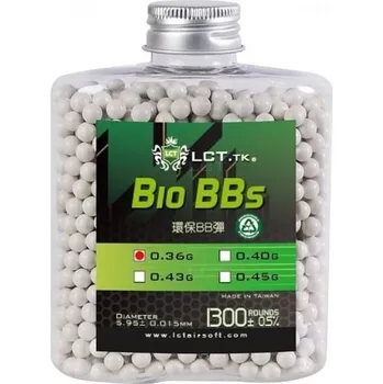 Airsoftová kulička Airsoftové kuličky LCT BIO 0,36g, 1300bb, bílé, láhev