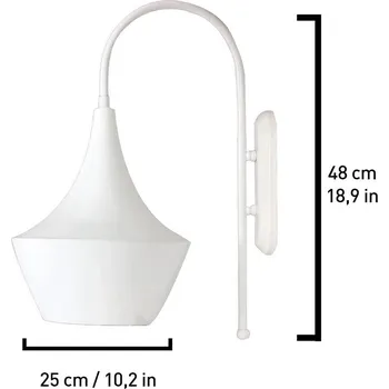 Lampička ROYALTECH Nástěnné svítidlo Bombe, bílé, kov, výška 48 cm bílá 1 x 60 W - Doprava zdarma
