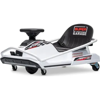 Dětské vozidlo Beneo Motors Drift Kart 24V, bílá, 300W bezkartáčový motor, lithiová baterie, režim Drift s rychlostí 14 km/h, pevná železná konstrukce, bezpečnostní pás, sportovní sedadlo, multifunkční volant